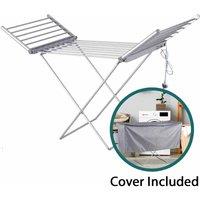 Highlands Homeware Electric Heated Clothes Dryer Airer with Cover, Grey