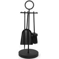 Inglenook_Fireside 4Pce Companion Set Circle Handle All Black Metal 15.5X47Cm, Black