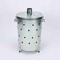 Arboria Garden Decor Galvanised Incinerator 75Ltr 76X42Cm, Silver