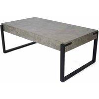 Coffee Table Concrete Effect Large Black Metal Frame Furniture