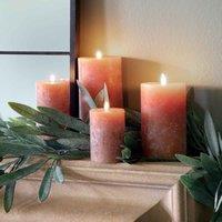 Gallery Direct Pillar Candle Rustic Amber 90x90x140mm, Brown