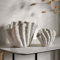 Gallery Direct Clam Vase Large Reactive White 370x165x225mm, White