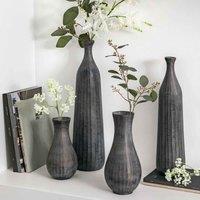 Gallery Direct Arya Fluted Vase Small Antique Grey 125x125x235mm, Grey
