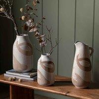 Gallery Direct Raleigh Vase Small Reactive White Brown 145x145x255mm, Brown