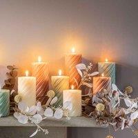 Gallery Direct Vanilla Pillar Candle Twist Amber (2Pk) D75x200mm, Brown