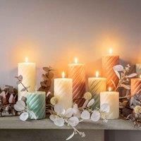 Gallery Direct Vanilla Pillar Candle Twist Ivory (2Pk) D75x200mm, Cream