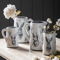 Gallery Direct Stag Pitcher Vase Medium Distressed 180x150x225mm, White