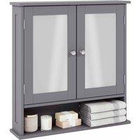 Vida Designs Bath Vida Priano Double Door Bathroom Mirrored Cabinet Wood Grey , Grey