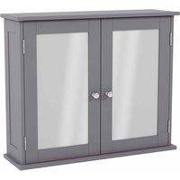 Vida Designs Bath Vida Priano Wall Mounted Double Door Mirrored Bathroom Cabinet Grey, Grey