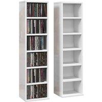 HOMCOM Set Of 2 Cd Storage Units With Adjustable Shelves, High Gloss White, White