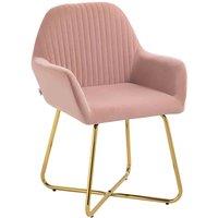 HOMCOM Modern Accent Chair Velvet-touch Upholstered Armchair Pink, Pink