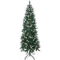 HOMCOM 6' Snow Artificial Christmas Tree With Pine Cones, Green
