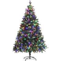 HOMCOM 7 Ft Artificial Led Christmas Tree With Metal Base, Hinged Branches, Green