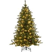 HOMCOM 6Ft Artificial Christmas Tree With Warm White Led Light, Metal Base, Green