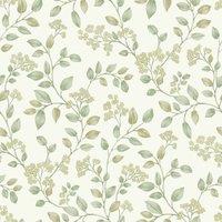 Grandeco Jasmine Leaf Trail Textured Wallpaper Sage Green, Green