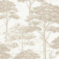 Grandeco Etched Tree Toile Textured Wallpaper Neutral, Cream