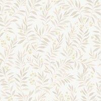 Grandeco Sage Trail Foliage And Flowers Textured Wallpaper Neutral, Green