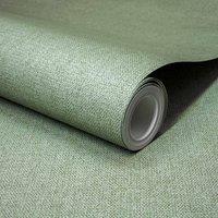 Grandeco Boutique Mini Twill Woven Texture Fabric Effect Pvc-free Eco Wallpaper Green, Green