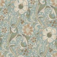 Grandeco Boutique Traditional Floral Trail Pvc-free Eco Wallpaper Blue, Blue