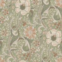 Grandeco Boutique Traditional Floral Trail Pvc-free Eco Wallpaper Green, Green