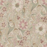 Grandeco Boutique Traditional Floral Trail Pvc-free Eco Wallpaper Taupe Pink, Brown