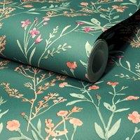 Grandeco Boutique Sprig Leaf Pvc-free Eco Wallpaper Green, Green