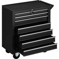 Durhand Roller Tool Storage Chest Box Garage Workshop 7 Drawers Black, Black
