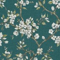 BOUTIQUE ELIZA TEAL WALLPAPER, Blue