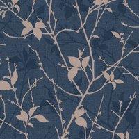 BOUTIQUE BELLE NAVY/COPPER WALLPAPER, Blue
