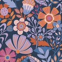 ENVY OOPSY DAISY BLUE LILAC TANGERINE WALLPAPER, Blue