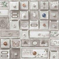 FRESCO TRINKET BOX WALLPAPER, Grey