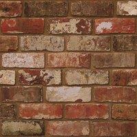 FRESCO BRICK WALL RED WALLPAPER, Red