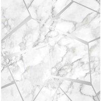 FRESCO FRACTAL MARBLE - SILVER (EX FD42263) WALLPAPER, Silver
