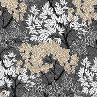 FRESCO LYKKE TREE DARK CHARCOAL / NATURAL WALLPAPER, Black