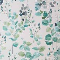 FRESCO WATERCOLOUR GREEN LEAVES - WHITE / GREEN WALLPAPER, Green