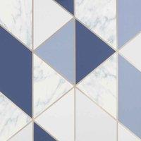 SUBLIME MARBLE GEO - NAVY WALLPAPER, Blue