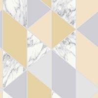 SUBLIME MARBLE GEO - YELLOW WALLPAPER, Yellow
