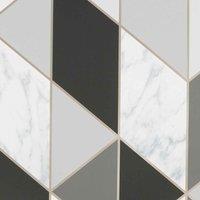SUBLIME MARBLE GEO - CHARCOAL WALLPAPER, Grey