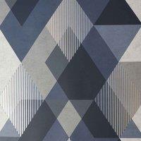 SUBLIME DECADENCE DIAMOND NAVY WALLPAPER, Blue