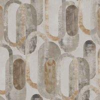 SUBLIME OVAL SHAPES SAND GOLD WALLPAPER, Grey