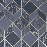 SUPERFRESCO COLOURS VITTORIO GEO GREY / ROSE GOLD WALLPAPER, Grey