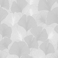 SUPERFRESCO COLOURS GINGKO LEAVES - SILVER WALLPAPER, Silver