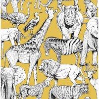 SUPERFRESCO EASY JUNGLE ANIMALS - JAUNE WALLPAPER, Yellow
