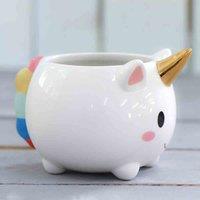 Thompson & Morgan Unicorn Pot with Gold Horn - 2 Pots, White