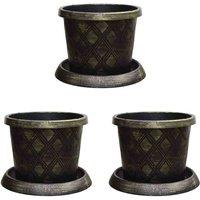 Thompson & Morgan Black & Gold Patio Pot & Saucer (24 litre) (39cm) Large x 3