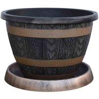 Thompson & Morgan Wooden Barrel Effect Pot & Saucer x 1