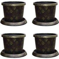 Thompson & Morgan Black & Gold Patio Pot & Saucer (24 litre) (39cm) Large x 4