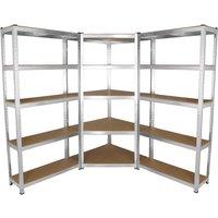 Monster Racking Galwix 90Cm Racking Bundle Corner Shelving And 2 Garage Racking Bays, Silver