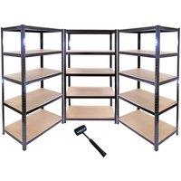 Monster Racking T-rax Warehouse & Garage Metal Shelving Black 90Cm W 45Cm D Set Of 10, Black