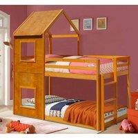 SleepOn Sleep on Haillfarrance 3Ft Caramel Wooden House Bunk Bed, Brown